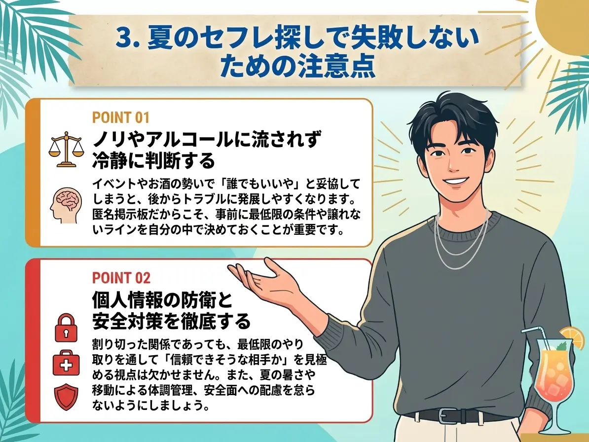 夏のセフレ探しで失敗しないための注意点