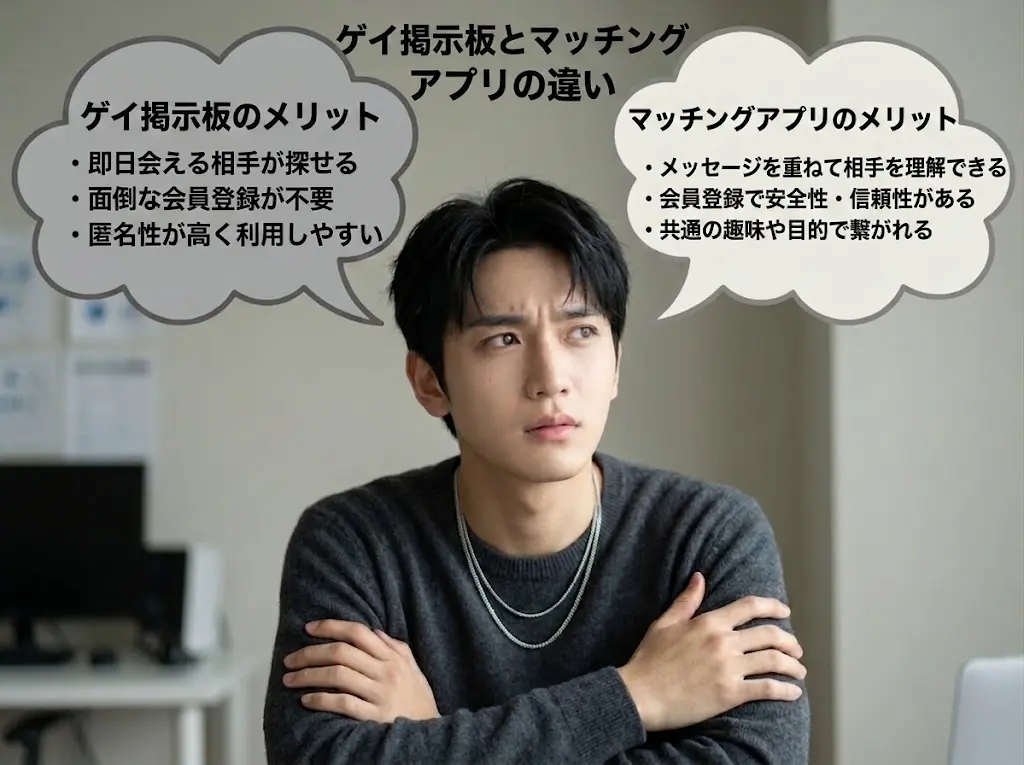 ゲイ掲示板とマッチングアプリの違い